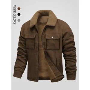 Winter Warmth Fleece Bomber Jacket Men's Dark Brown Long Sleeve Zipper Closure Polyester Coats Casual Outdoor Warmth Menswear Motocross Dark Brown. fitness jacket outdoor adventure athletic fashion