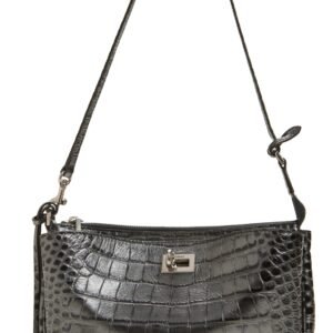 Balenciaga Rodeo Sling Croc Embossed Leather Pouchette